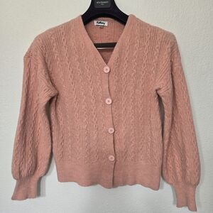 Cozy Pink Cable Knit Cardigan